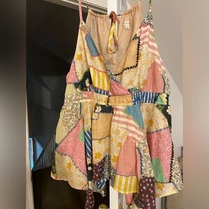 PILCRO V-NECK PATCHWORK VEST TOP